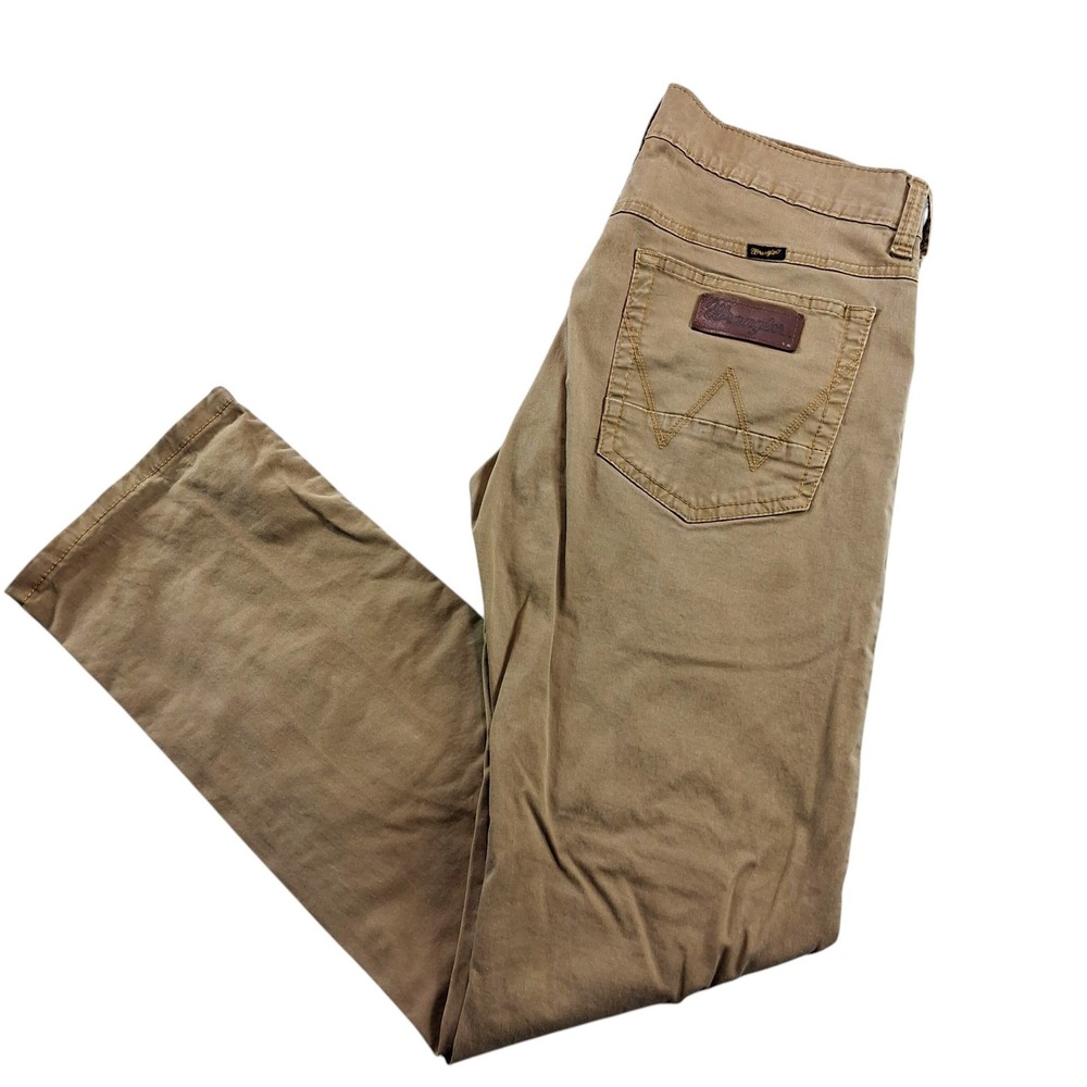 Wrangler Mens Slim Fit Pants 30x30 Tan Khaki Casual Stretch Chino 87MWMAN